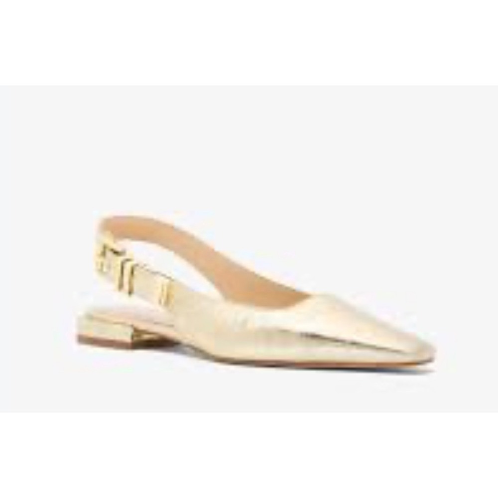 Michael, Michael Kors Darrington Metallic Crackled Leather Flat size 8 NEW
